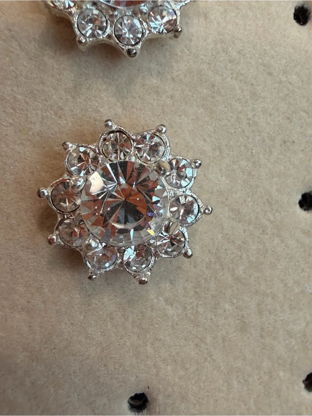 Vintage Signed Roman Crystal Halo Flower Stud Earrings-1069